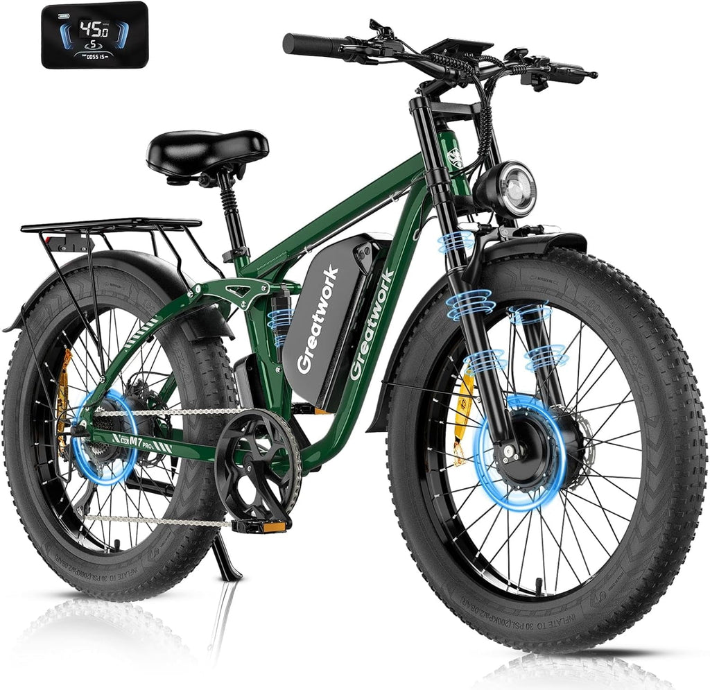 26 Electric Bike for Adult,5000w Dual Motors,up 100 Miles 52V 25Ah Ebike,26 x 4.0 Fat Tire Adult Bicycles for All Terrain,Mountain Commuter UL2849