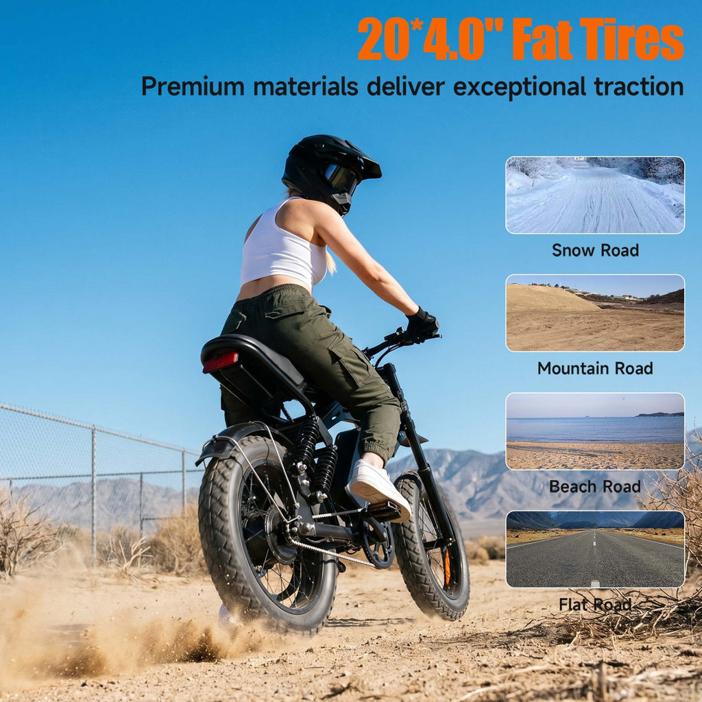 HiKeep 750W 1500W Fat Tire Electric Bike for Adults, 48V 17.5Ah Battery Ebike, Full Suspension E-Bike, Long Range Mountain Electric Bicycle, UL2849