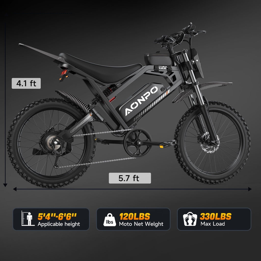 AONPO A20 Pro Electric Bike for Adults, 20*4.0 Fat Tire E-Mountain Bicycle,Peak 2000W Motor 52V 22.5Ah 7-Speed E-Bike UL2849, LCD Display with NFC Unlock