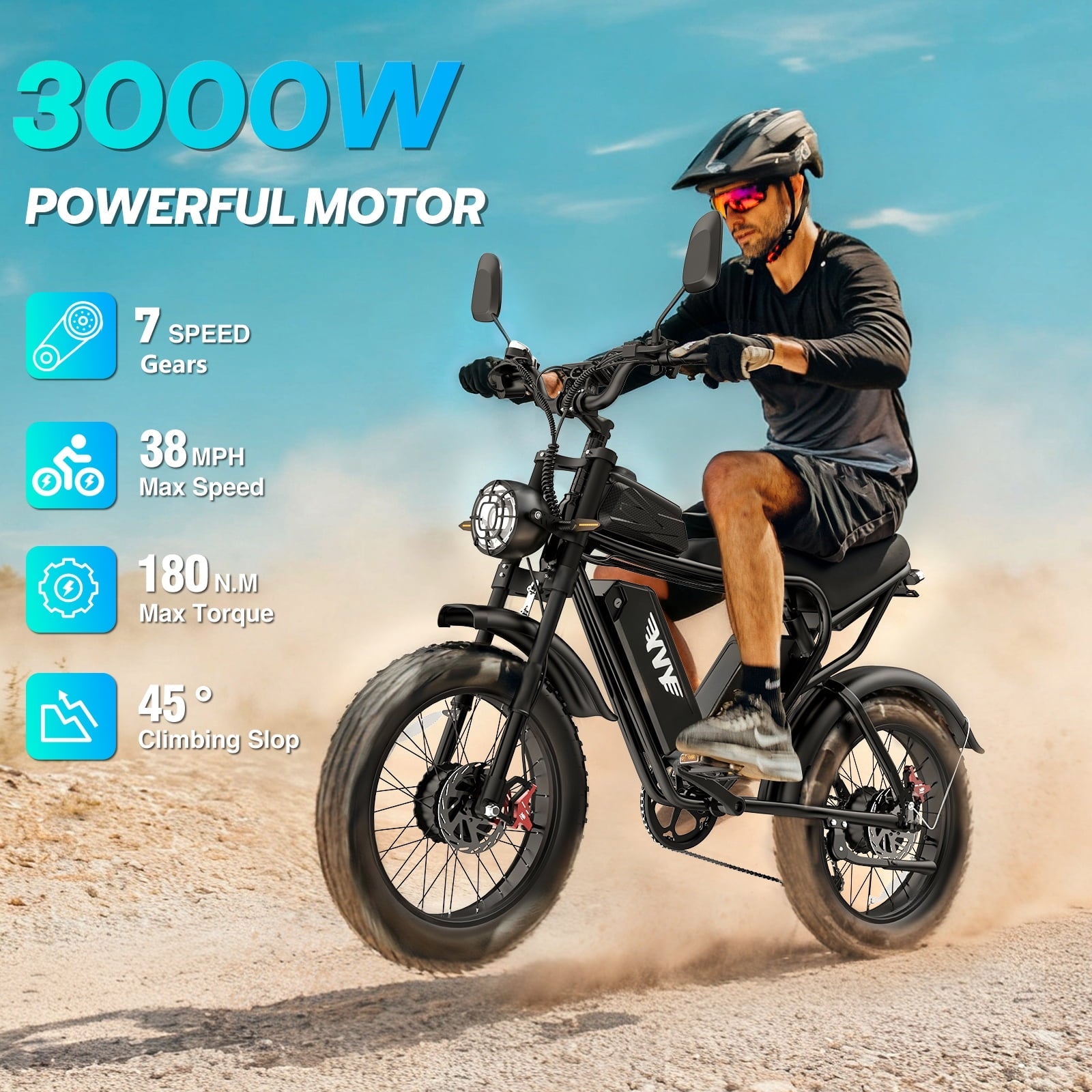 Electric Bike for Adults,1500W 35MPH,48V 20AH 30-80 Miles,20'' Fat Tire Mountain Bike with Rear Rack UL2849