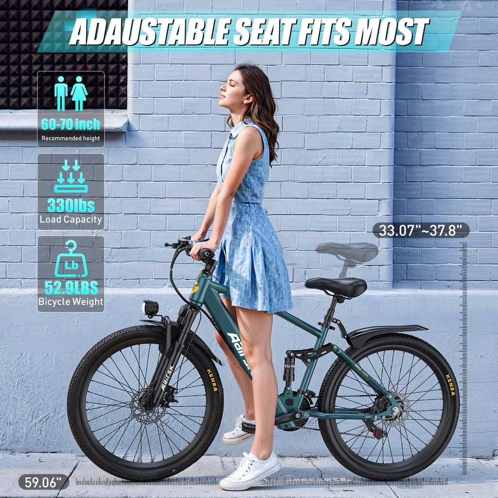 Aairsk 24'' Electric Bike for Adults, 400W E-bicycle, Top Speed 25MPH, 36V 13AH Battery, City Mountain Ebike