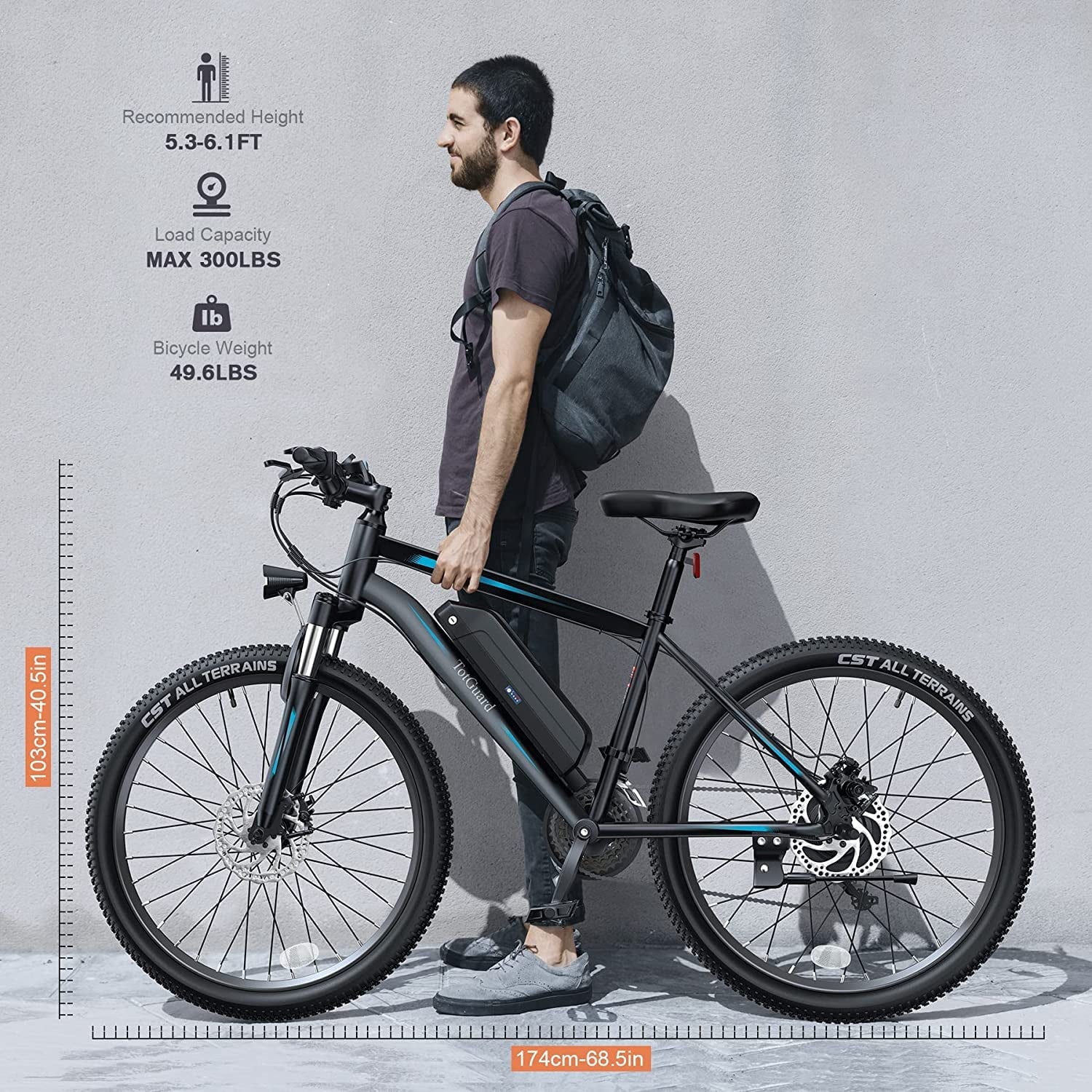 TotGuard Electric Bike for Adults 27.5 E-Bike with 500W Motor, Electric Mountain Bike with 48V 10Ah Battery, Lockable Suspension Fork, Shimano 21 Speed Gears UL2849