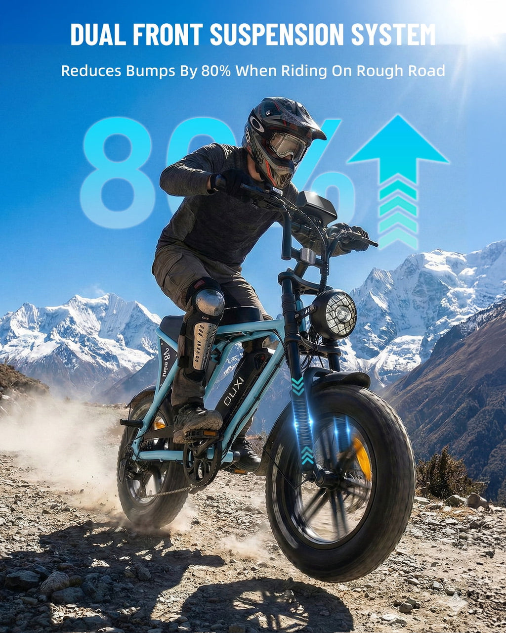 OUXI V8 Electric Bike for Adults, 20 Fat Tire Electric Mountain Bike Peak 750W, 48V 15Ah Battery, UL2849