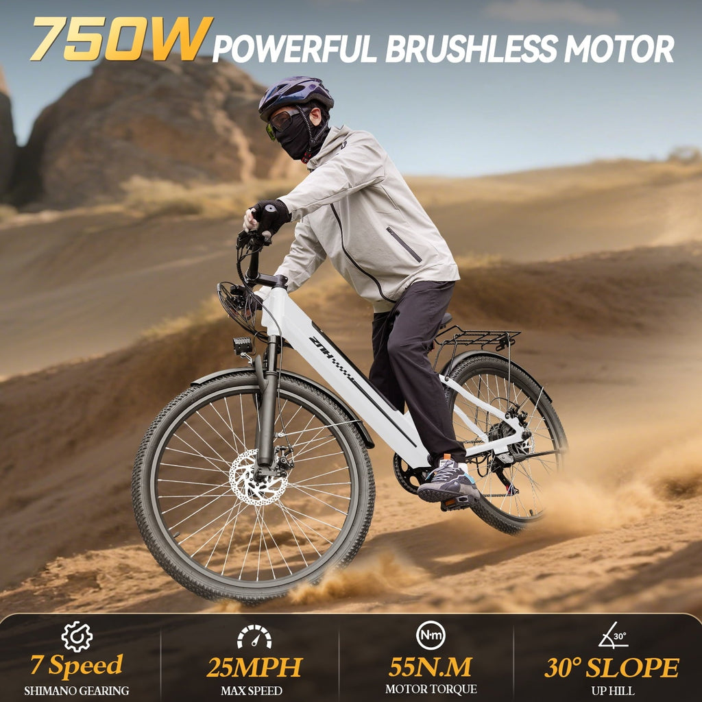 ZNH 26Low Step Commuter Electric Bike for Adults|750W Powerful Motor Adult Electric Bicycles Max 20mph|48V 13Ah Removable Battery Women City Ebike|UL2849|Black