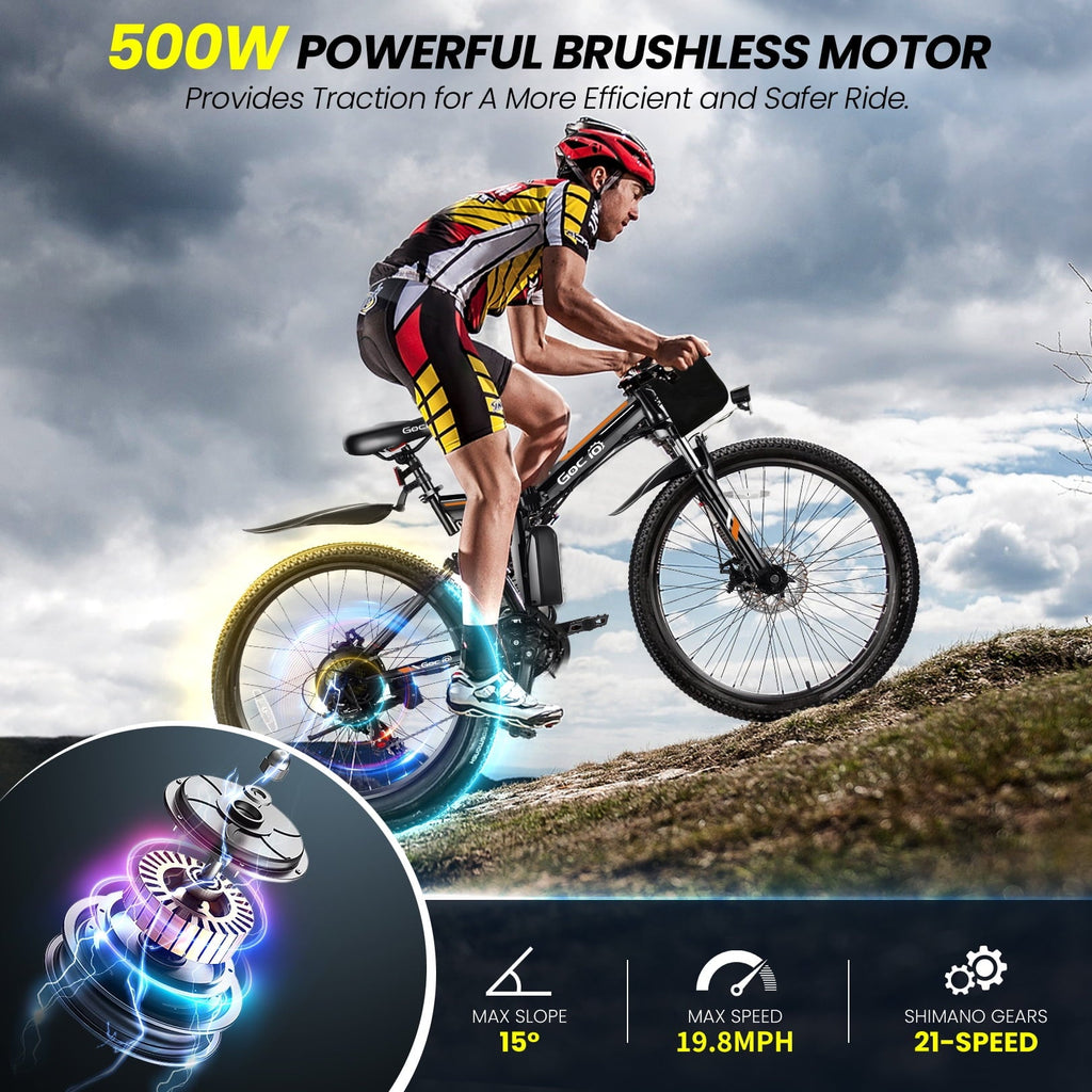 Gocio 26 Folding Electric bike for Adults, 750W Peak Motor 48V 7.8Ah Battery, 21 Speed Mountain Ebike, UL2849