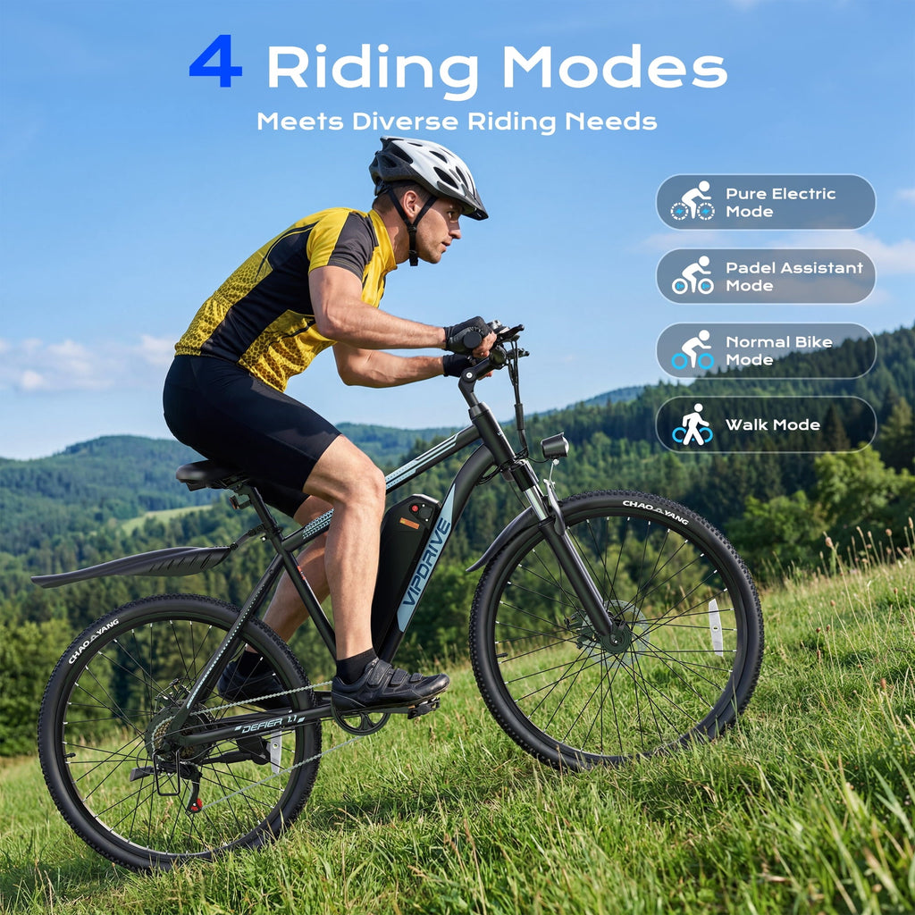 VIPDRIVE Electric Bike for Adults, 26'' 750W Peak Ebike, 48V 7.8AH Removable Battery .Up to 40 Miles 20MPH Electric Mountain Bike .Front Fork Suspension .UL2849