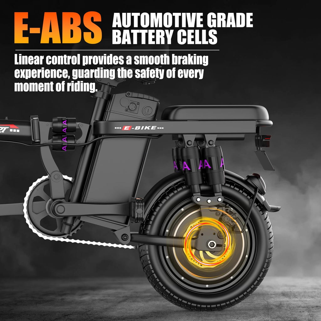 AZHAR 750W Foldable Electric Bike for Adults, 48V 10Ah Removable Battery, 14 Ebike, Electric Mini Bike,The range is 30 miles UL 2849