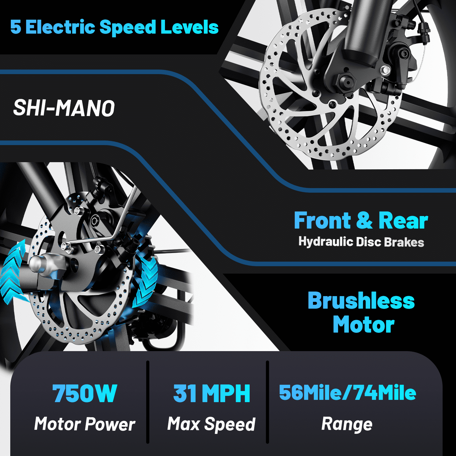 Hipatoo V8 Max Electric Bike for Adults,20 Fat Tire Ebike Electric Mountain Bike 750W 31MPH,48V 30Ah Battery UL2849