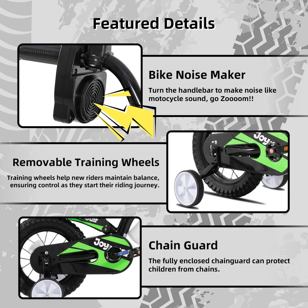 JOYSTAR Motocross Style Kids Bike for Boys Girls Ages 2-4 Years, 12 Inch Children Bicycles Black