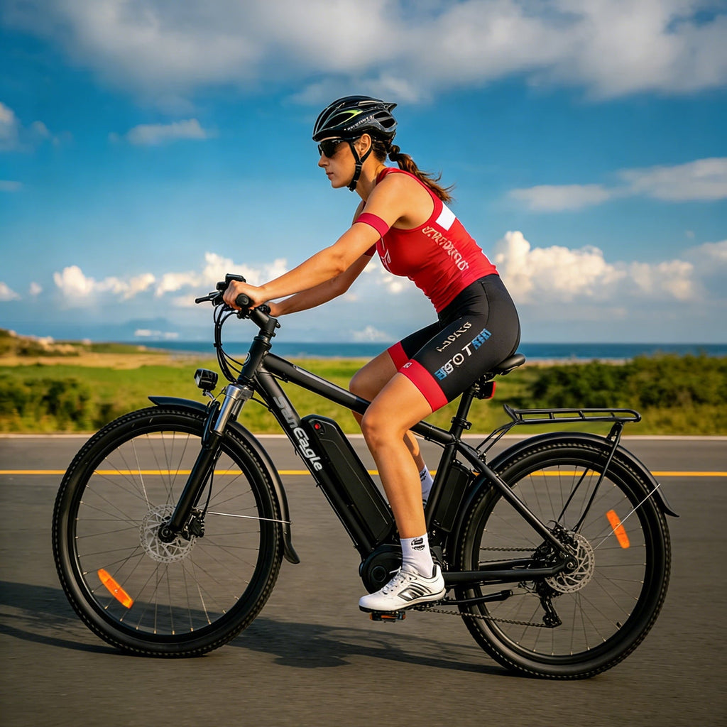 Saneagle 1000W Peak Electric Bike for Adults, City E-Bike, 52V 15Ah Removable Battery, 26 Tire, Shimano 21 Speed, UL 2849 Certified, Black