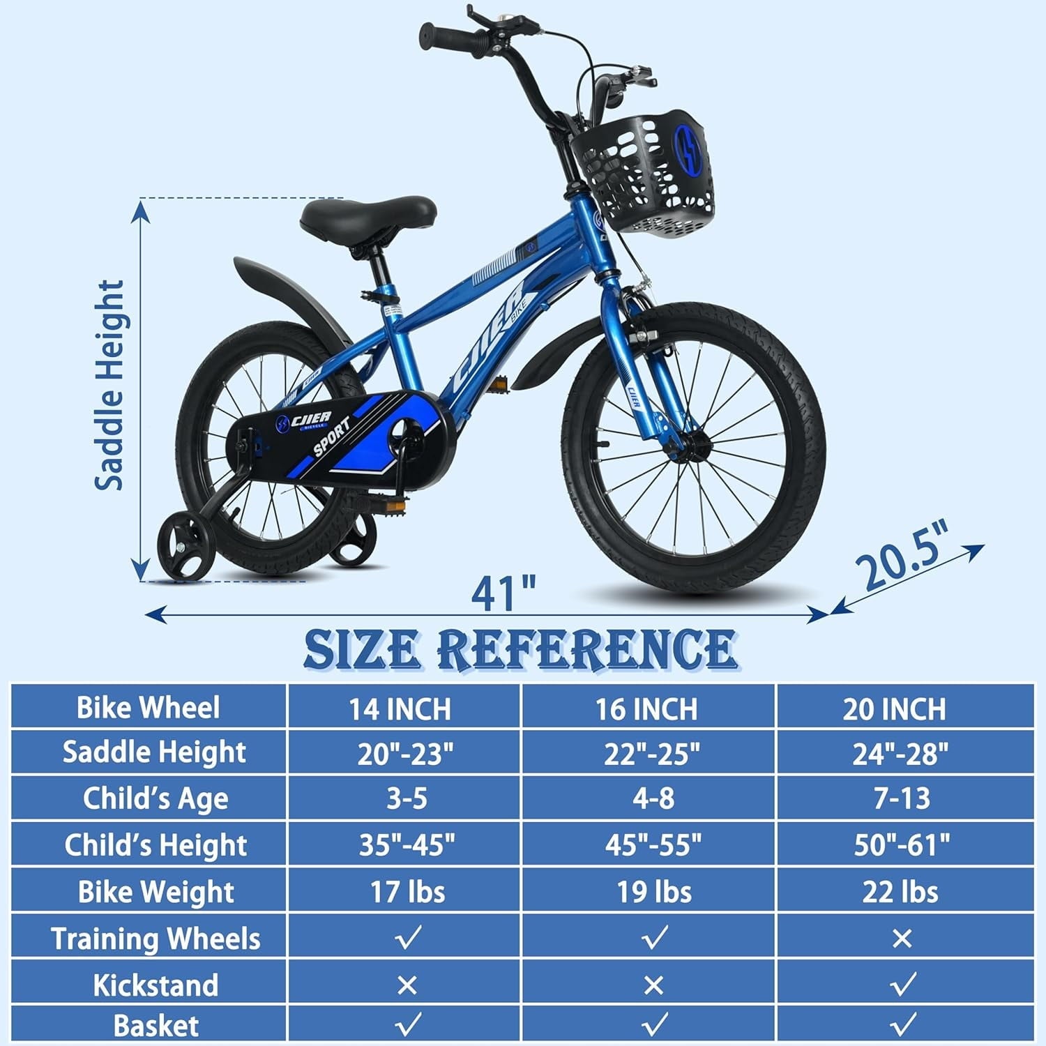 14 Kids Bikes for Girls and Boys, DEYGIA Kids' Bicycles with Training Wheels, Ages 3-5 Years