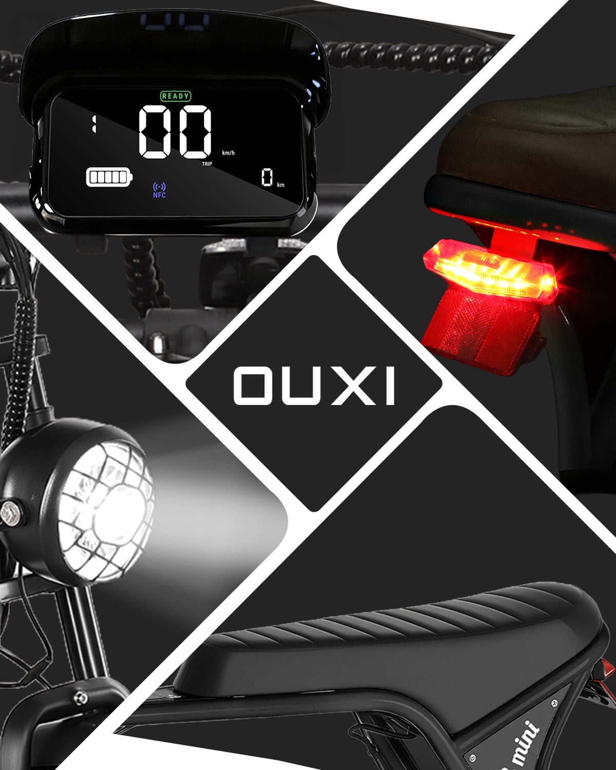 OUXI V8 Electric Bike for Adults, 20 Fat Tire Electric Mountain Bike Peak 750W, 48V 15Ah Battery, UL2849