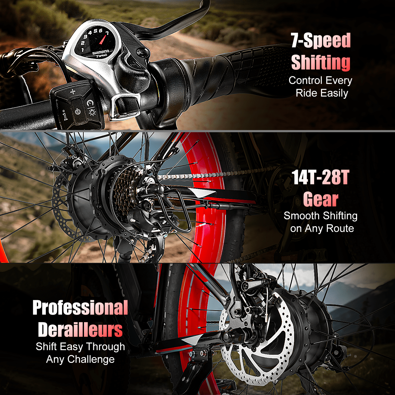 EOEOTWO 26'' Fat Tire Electric Mountain Bike for Adults, 1500W 48V 15Ah Battery, 60Miles Long Range, 34MPH High-Speed  Cruiser Ebike, All-Terrain Bicycle with Front Suspension & LED Display UL2849
