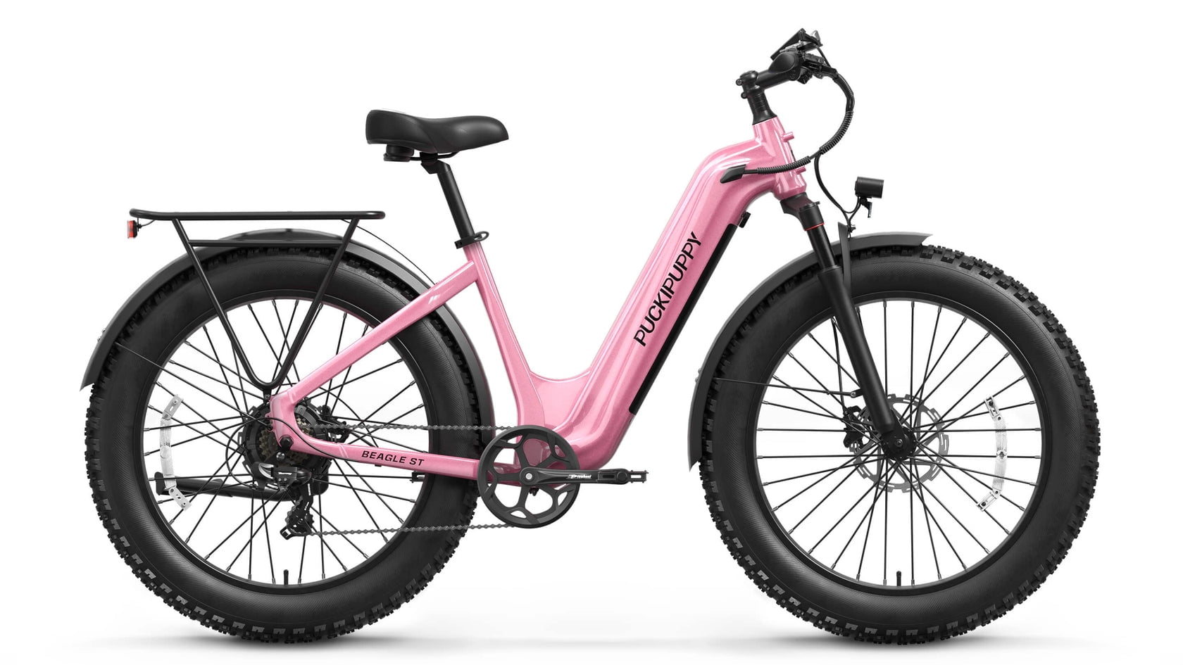 PUCKIPUPPY 960W Peak Electric Bike for Adults Step Through E-Bike 28mph Max Speed 60Miles Range 26 Fat Tire Electric Mountain Bike 48V 15AH Battery 7 Speed off-Road Ebike, Comply with UL2849 By SGS