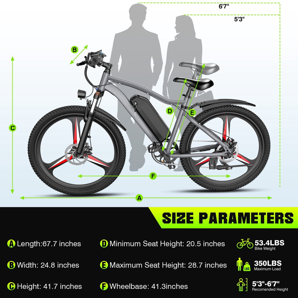 Electric Bike for Adults, 26 Commuter Ebikes with 7-Speed Gears, 25MPH, 720W Peak Motor, Removable Battery, 50 Miles Range, Electric Mountain Bicycle for All Terrain UL2849