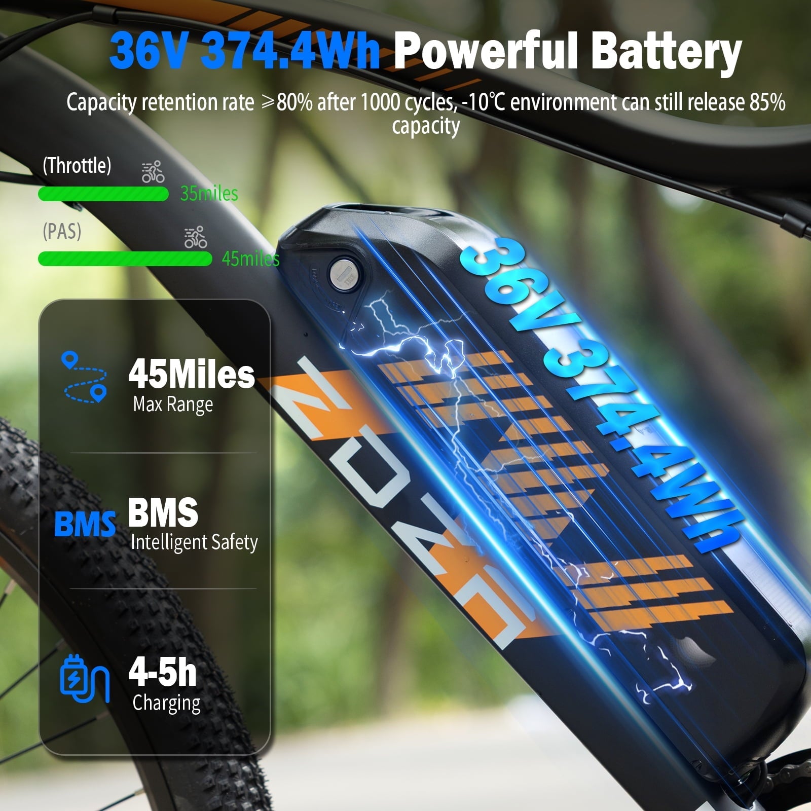 ZDZA Electric Bike 26”, 1000W Peak Motor E-Mountain Bike, 22MPH 36V 10.4AH Removable Ebike for Adults, 7 Speed Electric Bicycle UL2849