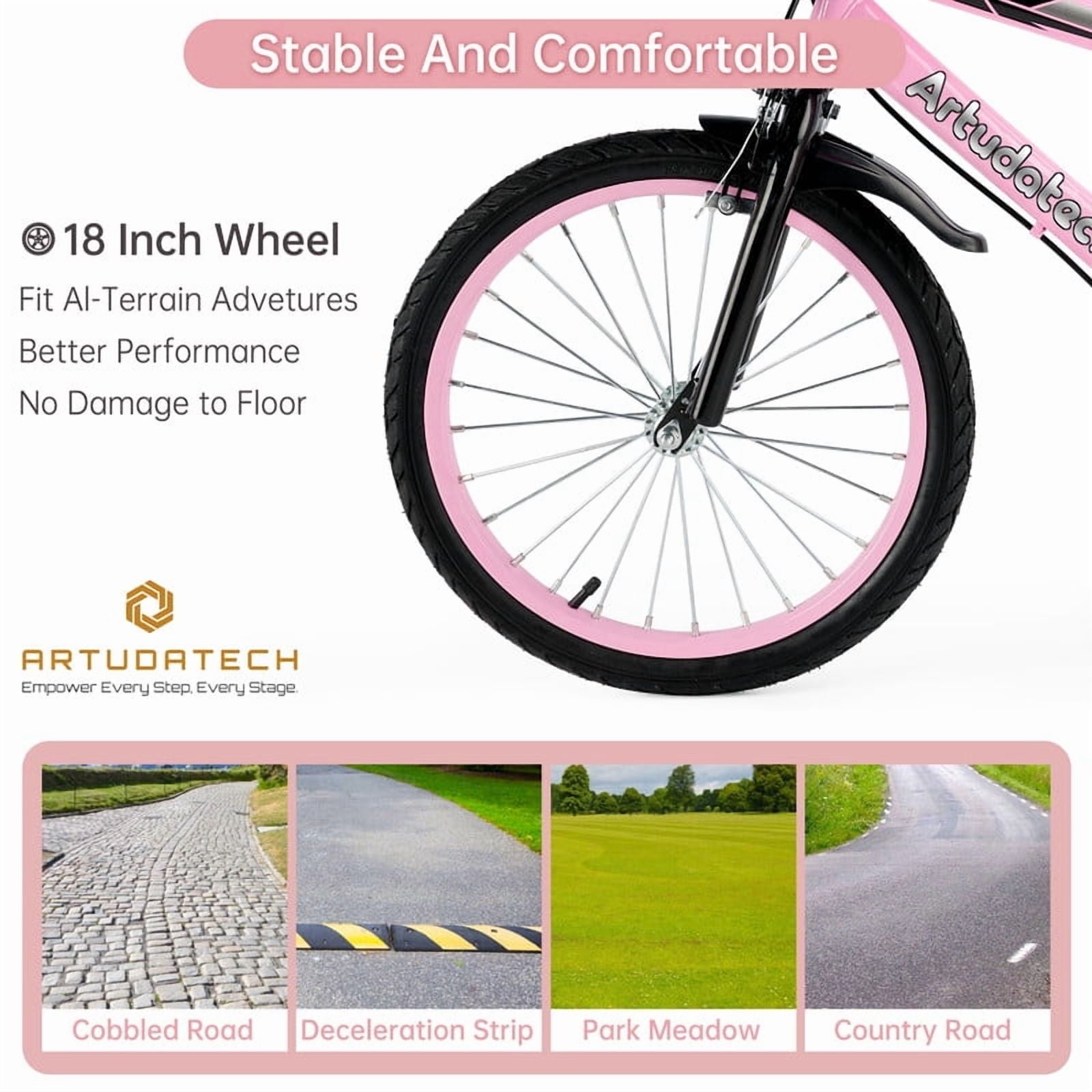 Kids Bike for Ages 3-10 Years Old Boys Girls, 14/16/18 Inch Kid's Bikes with Training Wheels, Basket, Dual Brake, Children Bicycle for Kids and Toddler Beginners, Pink/Red