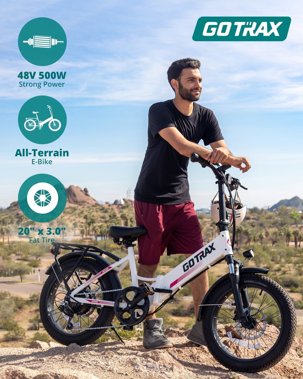 GOTRAX R2 Folding Adult Electric Bike, 500W 20mph, 20 x 3 Fat Tire, LCD Display, Black
