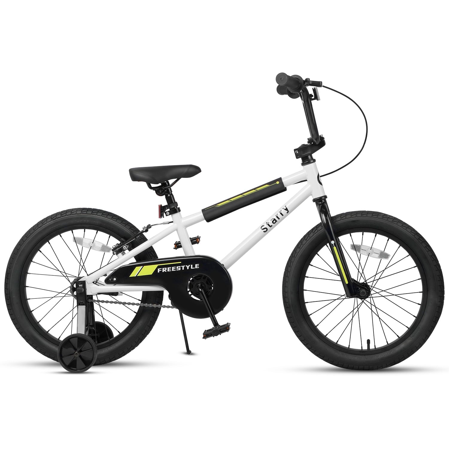 Glerc 16 Inch Little Kids Bike for Over 4 Years Old Boys Girls Youth BMX Style Bicycle with Training Wheels Coaster & Rear V Brake, Black