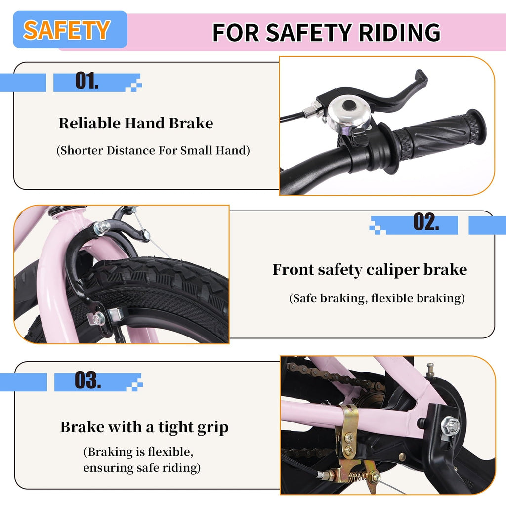 18 inch Kids Bike for Boys and Girls, SHINPT Kids Bicycle with Training Wheels, Bicycle for Kids Ages 5-9 , 18 Boys Bike with Adjustable Saddle&Handlebar, Girls Bike for Kids for Outdoor, Park
