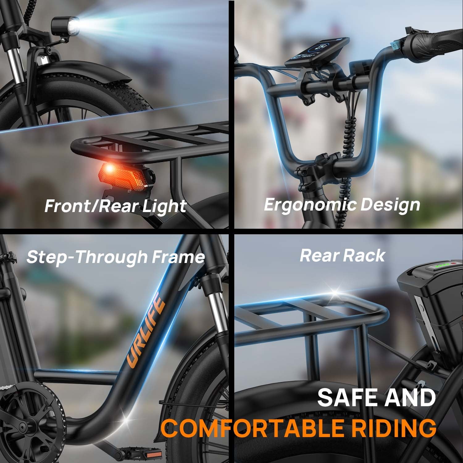 URLIFE 3.0 Fat Tire Ebike, 20 Electric Bicycles for Adult, 750W Peak Motor, 48V 13AH Remobavle Battery, 7-Speed Commuting Ebike, UL2849-Black