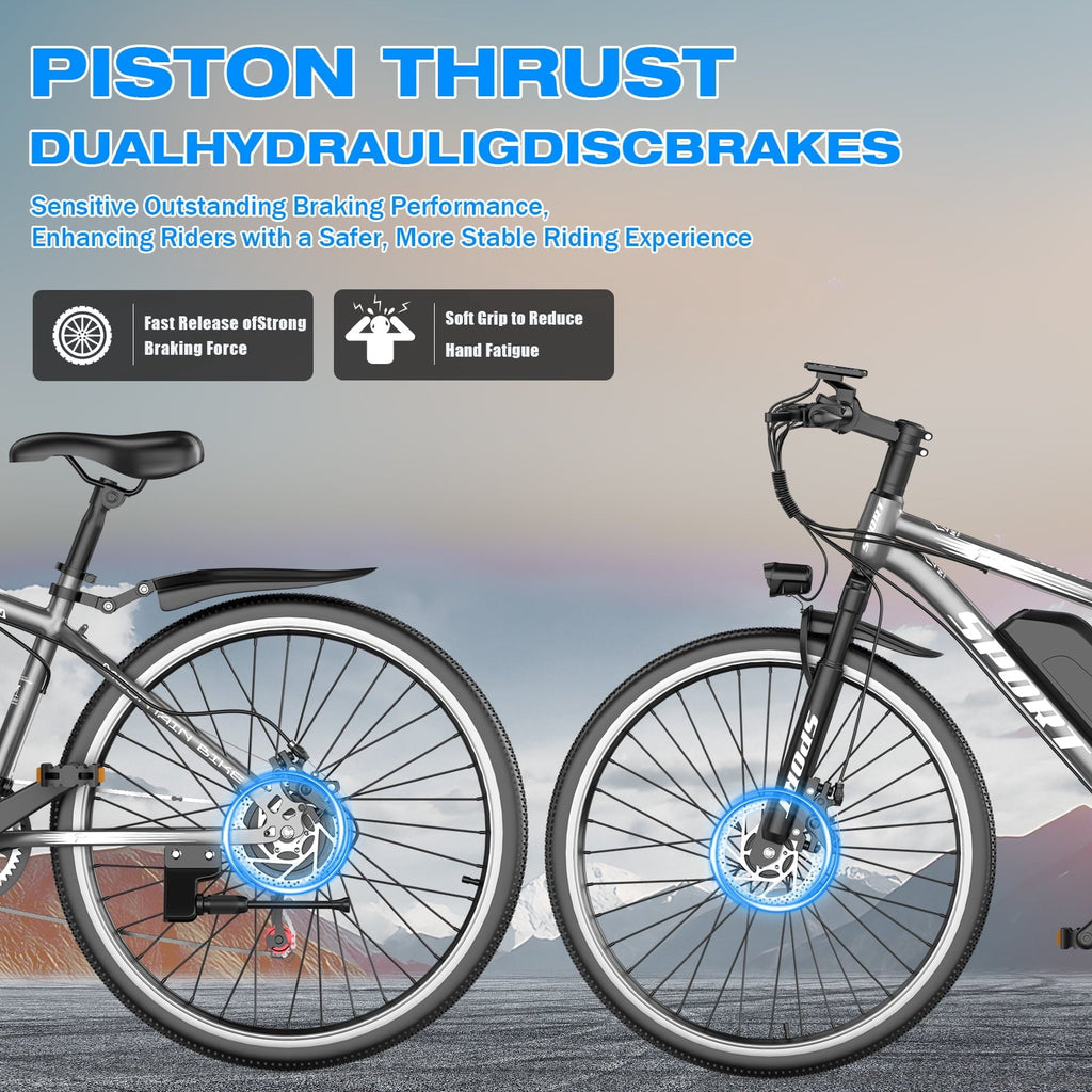 GWEIT Electric Bike, 26 Pneumatic Tires, 1500W Peak Motor Electric Mountain Bike, 25MPH 35Miles Range, 48 10.4AH Removable Battery E Bikes for Adults, UL 2849 Certification
