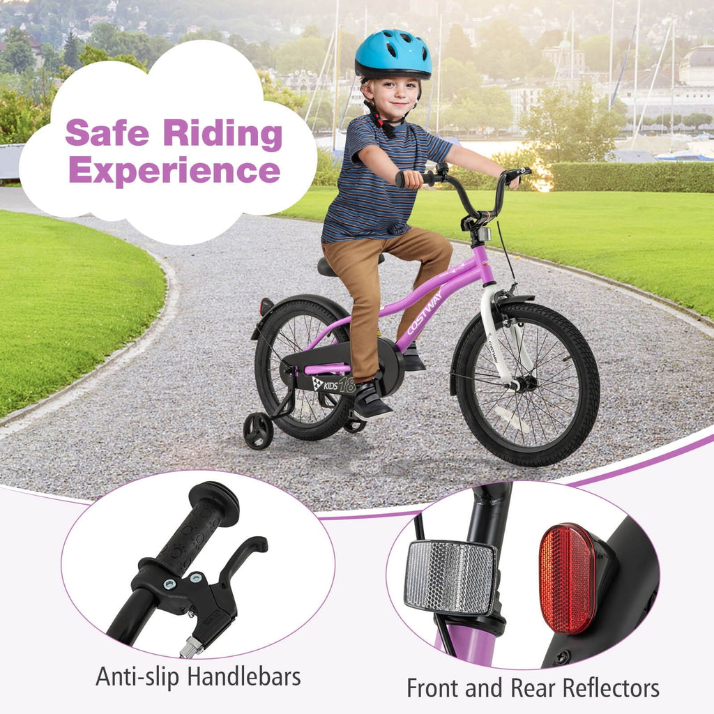 Costway 12 Kids Bike for 3-4 Years Old Boys & Girls with Adjustable Seat Handbrake Reflectors Blue