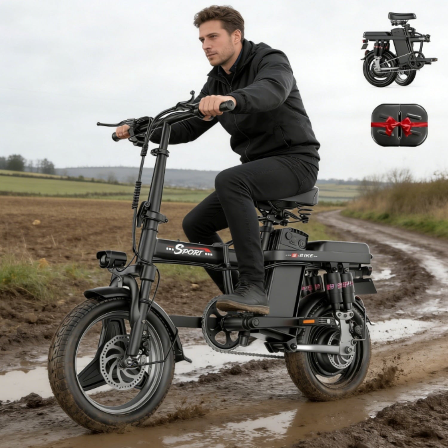 ASKGO F9 Adult Folding Electric Bike, 1200W 25 MPH 25 Miles, 48V 13Ah Removable Battery, Meets Daily Commuting,Going Out and Playing,Give the best gift,Folding Ebike for Adult with Two Seats .UL2849