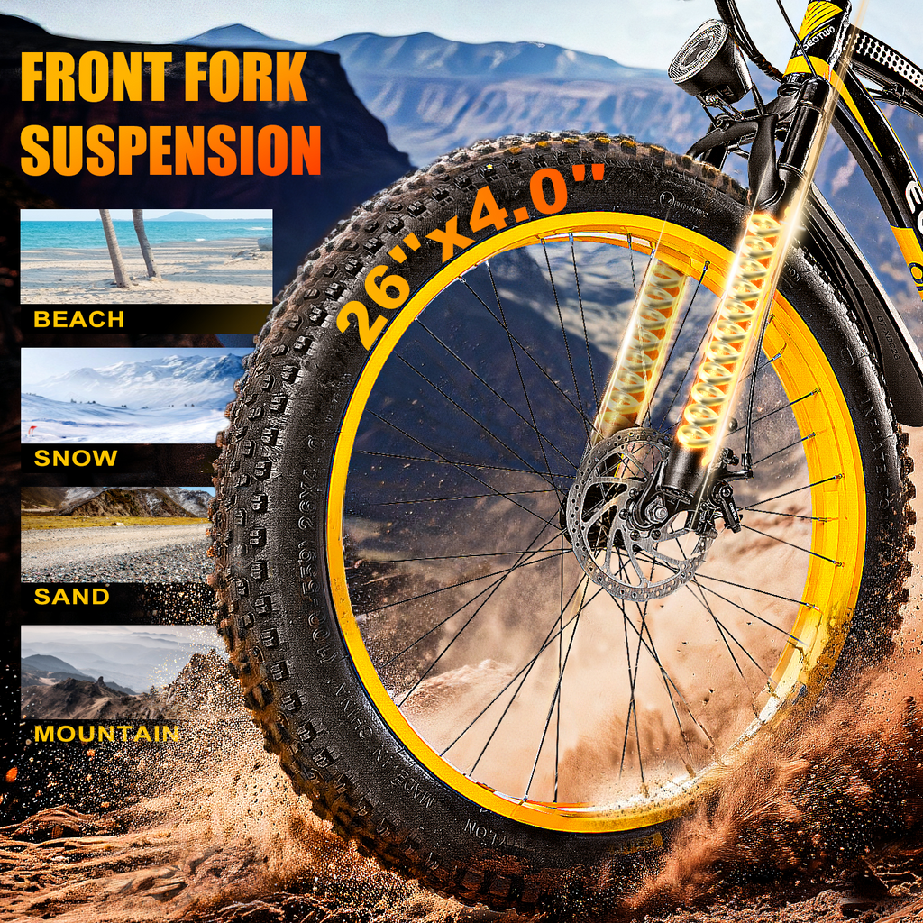 EOEOTWO 26'' Fat Tire Electric Mountain Bike for Adults, 1500W 48V 15Ah Battery, 60Miles Long Range, 34MPH High-Speed  Cruiser Ebike, All-Terrain Bicycle with Front Suspension & LED Display UL2849