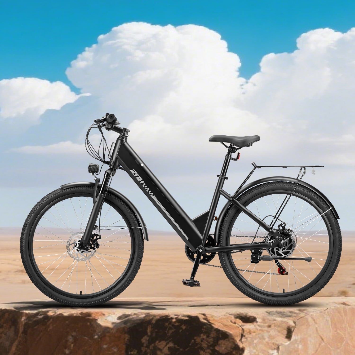 ZNH 26Low Step Commuter Electric Bike for Adults|750W Powerful Motor Adult Electric Bicycles Max 20mph|48V 13Ah Removable Battery Women City Ebike|UL2849|Black