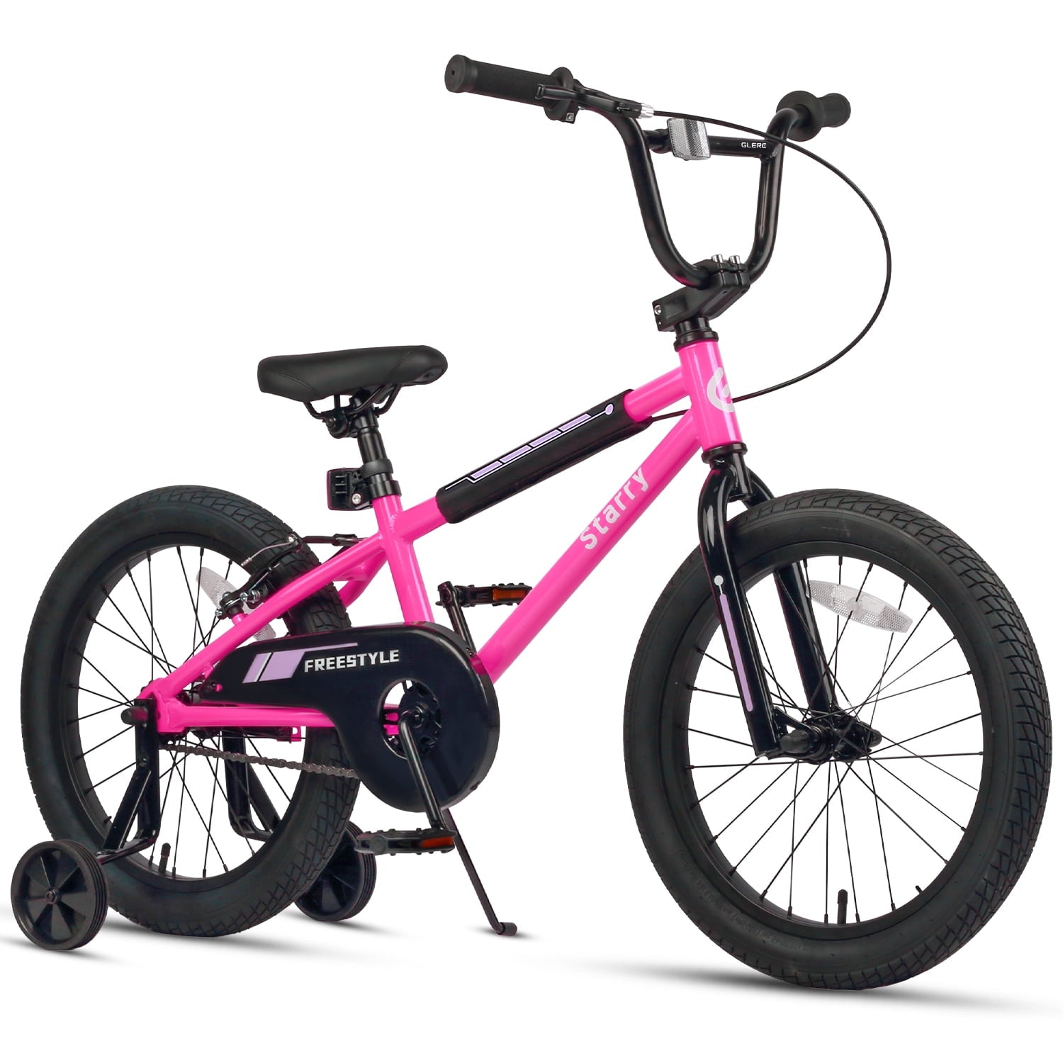 Glerc 16 Inch Little Kids Bike for Over 4 Years Old Boys Girls Youth BMX Style Bicycle with Training Wheels Coaster & Rear V Brake, Black
