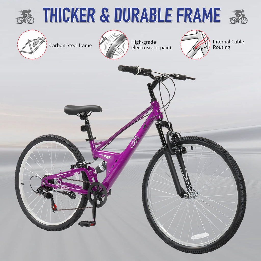 Ktaxon 26 inch 7 Speed Mountain Bike for Adult, Dual Shock Absorbers, Dual V Brake, Black