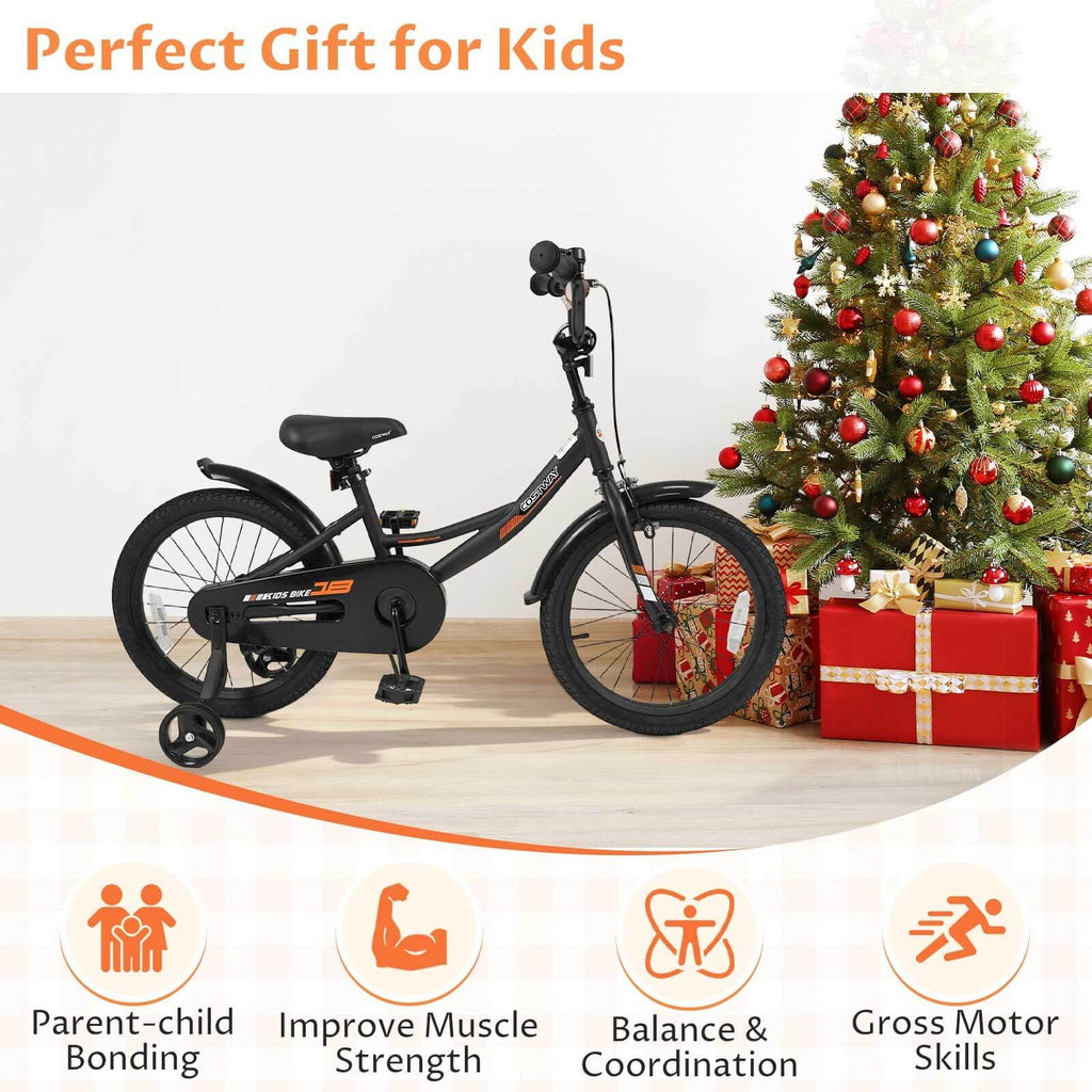 Costway 18 Inch Kids Bike with Training Wheels Dual Brakes Adjustable Seat Handlebar Height