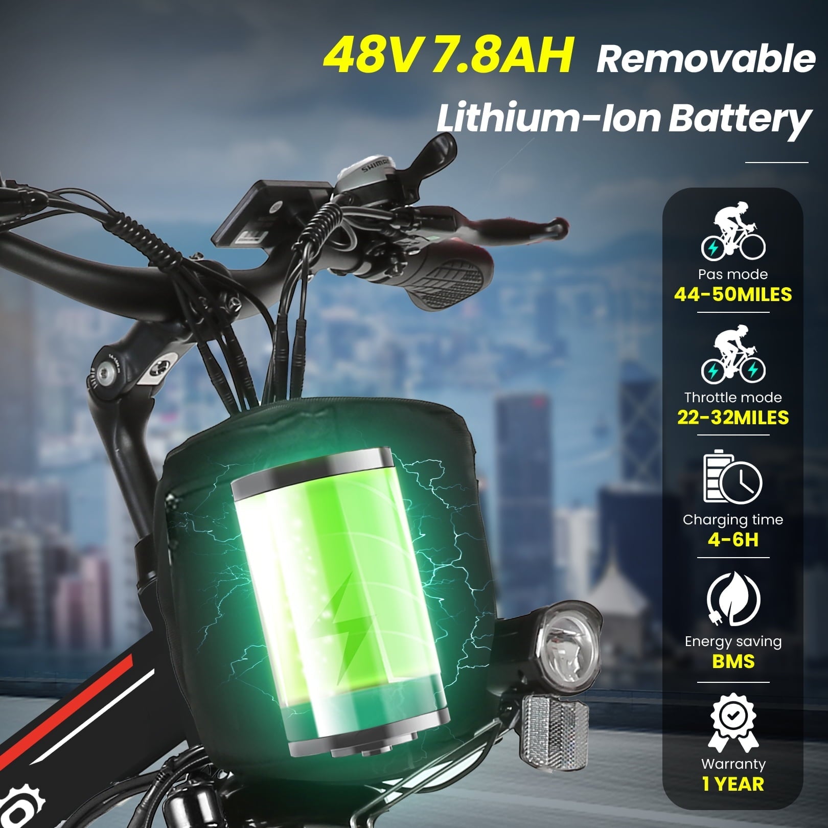 Gocio 26 Folding Electric bike for Adults, 750W Peak Motor 48V 7.8Ah Battery, 21 Speed Mountain Ebike, UL2849