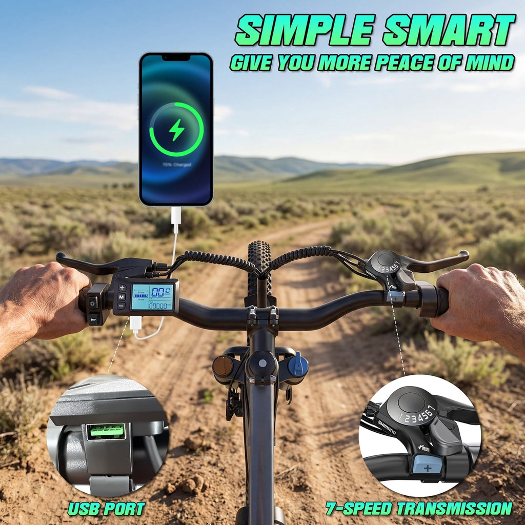 Electric Bike for Adults, 26 Commuter Ebikes with 7-Speed Gears, 25MPH, 720W Peak Motor, Removable Battery, 50 Miles Range, Electric Mountain Bicycle for All Terrain UL2849