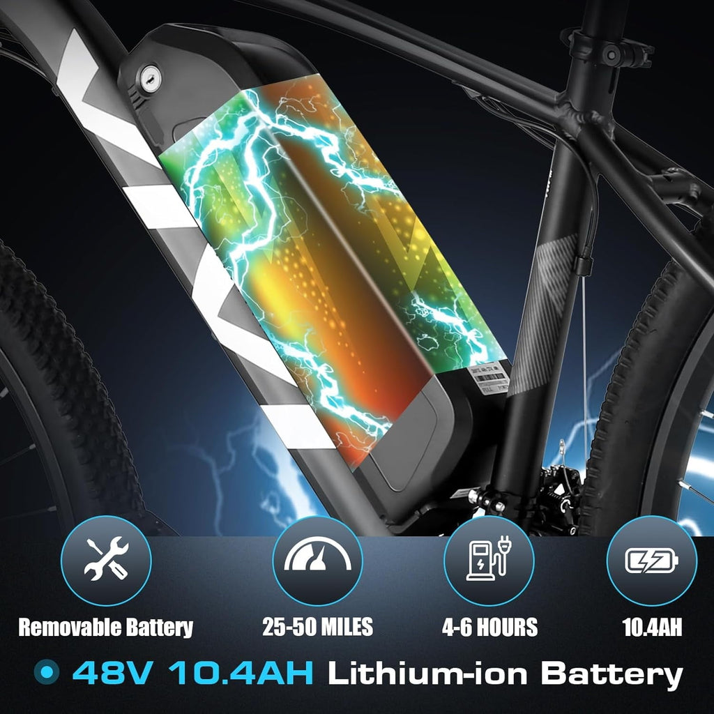Vivi Electric Bike for Adults 27.5 Electric Mountain Bike 48V 500W High-Step Electric Bike 21 Speed Adult Commuter Bike 19.8MPH with Cruise Control, UL2849 Certified