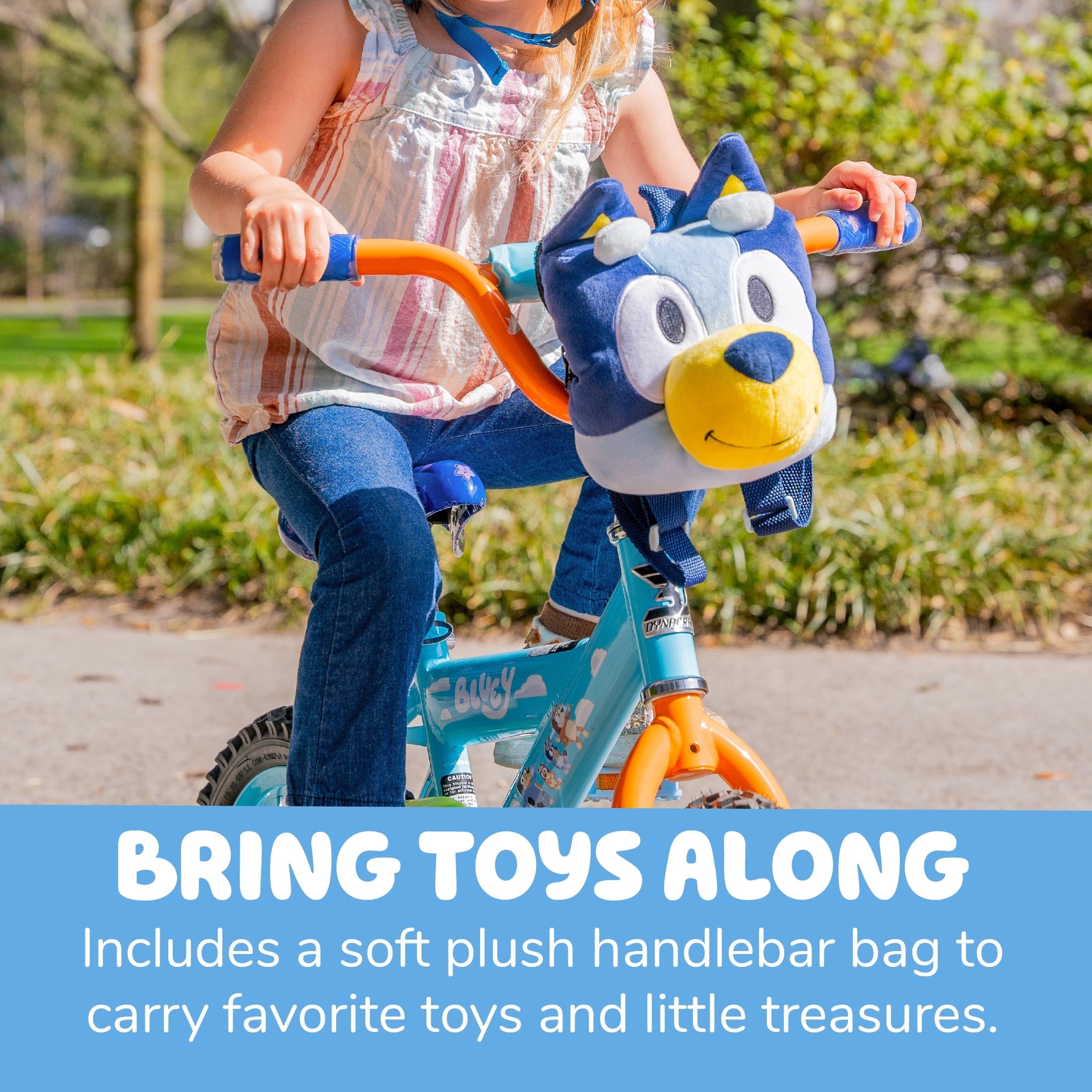 Dynacraft Bluey Kids 12-inch BMX Bike with Training Wheels, Plush Bag, Steel Frame, Coaster Brake, Ages 3-5