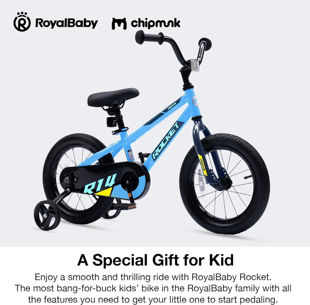 RoyalBaby Rocket Kids 14-Inch BMX Training Wheel Bicycle,Blue