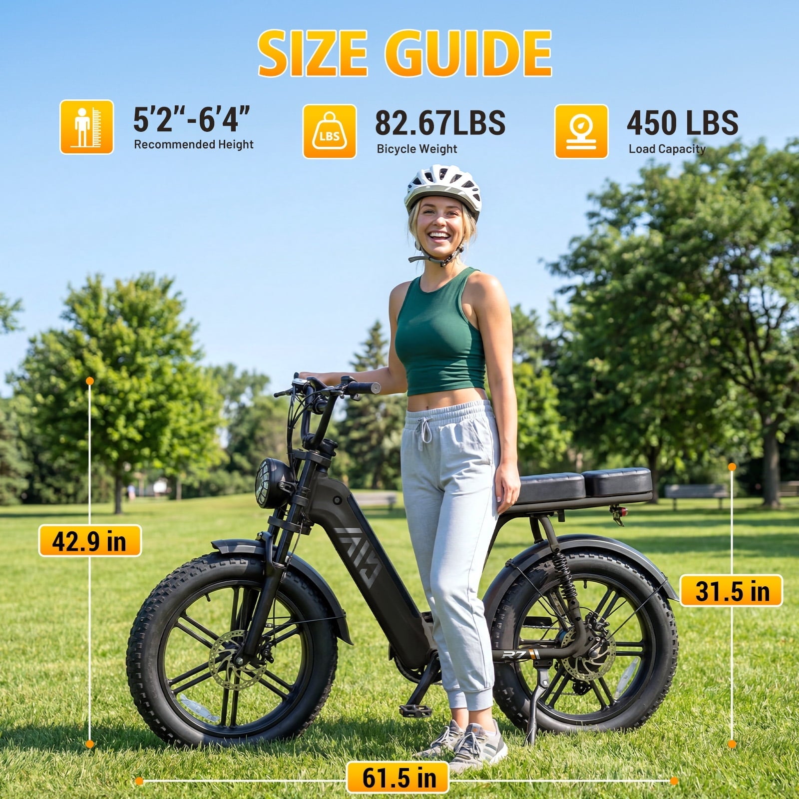 TST Electric Bike for Women, 20x4 Fat Tire, E Mountain Bike, 750W Motor 48V/15AH UL2849, Dual Hydraulic Disc Brakes, Full Suspension