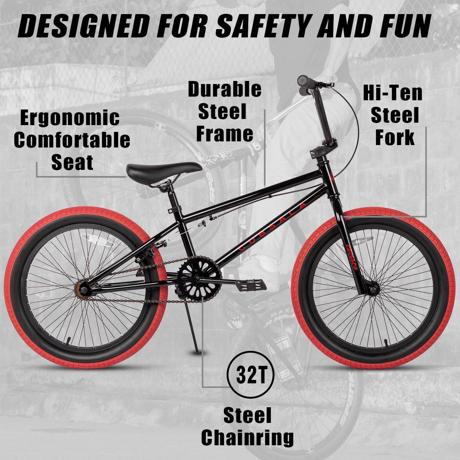 cubsala 18 in Freestyle BMX Kids Bike for Age 5-8 Years Old Boys Girls,Blue