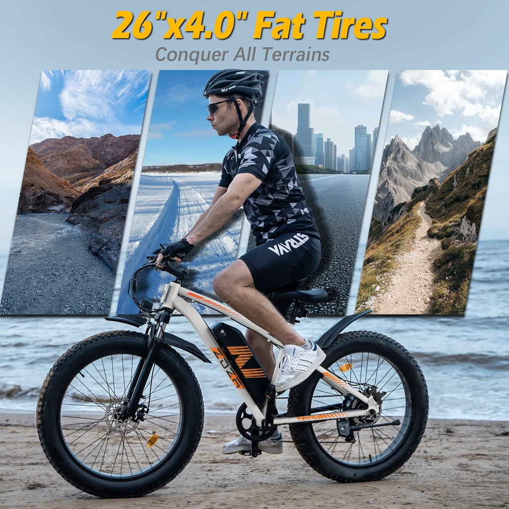 ZDZA Electric Bike for Adults, Peak 1500W Motor E-Mountain Bicycle, 26 Fat Tire 28mph Ebike, 48V 15Ah Removable, Dual Suspension with Shelf UL2849, Black
