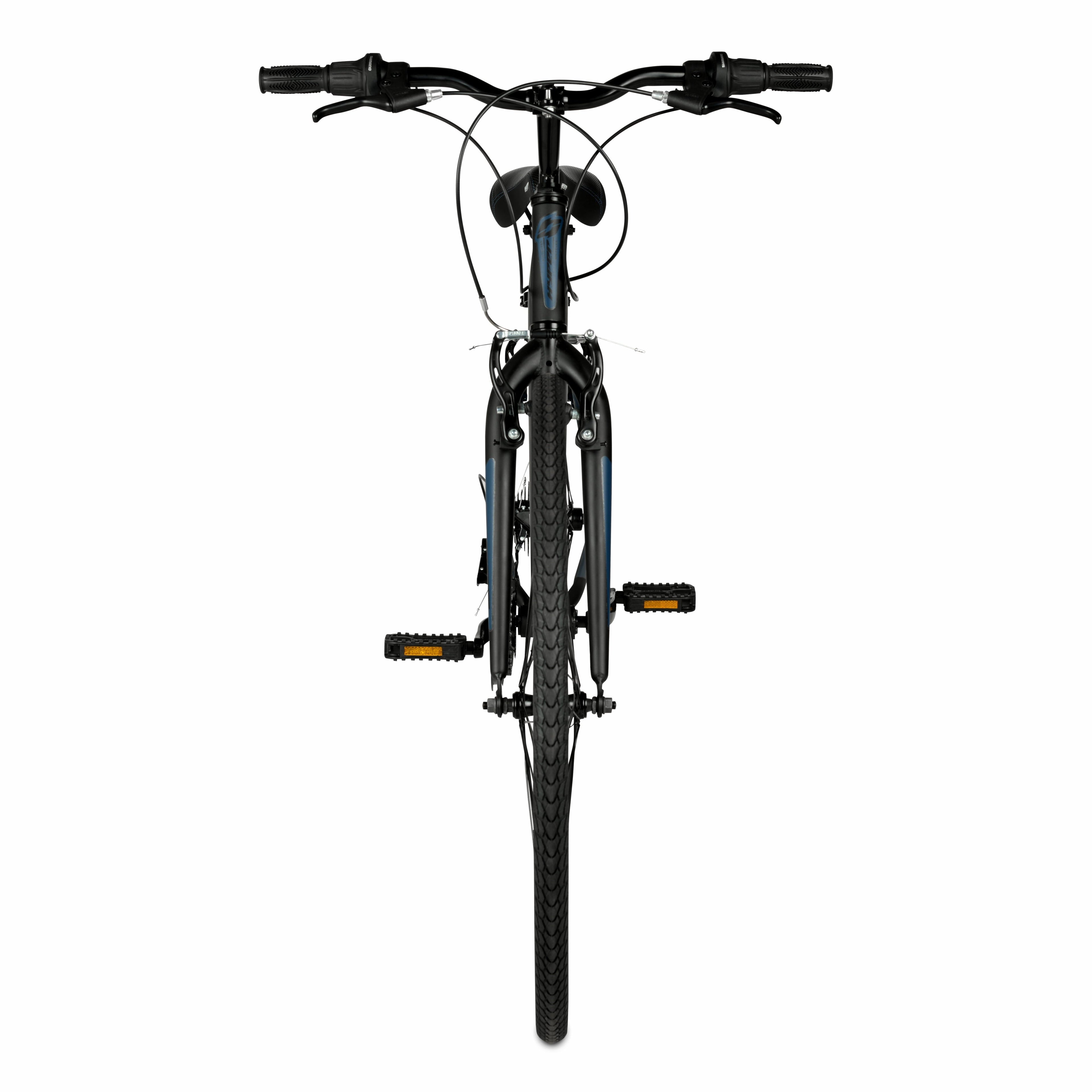 Hyper Bicycles 700c Men's Spin Fit Hybrid Bike, Adults Ages 14+, Black/Blue