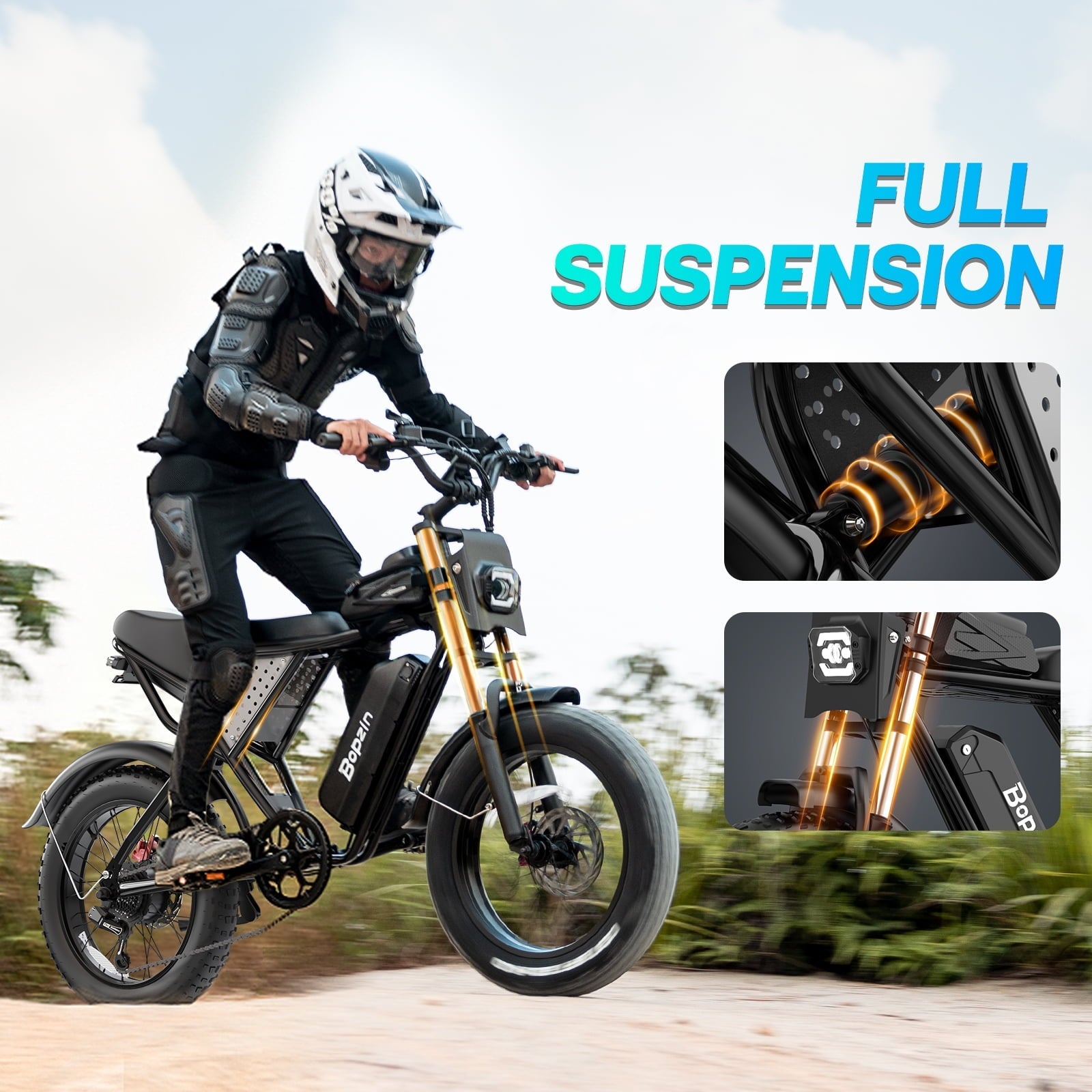 Peak 1500W Electric Bike for Adults,48V 20Ah,Max 80miles & 28mph Electric Bicycle, 20 Fat Tire Full Suspension Mountain Bike UL2849