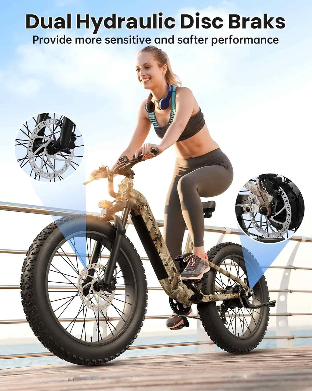 PUCKIPUPPY Electric Bikes for Adults 26 Step-Thru Ebikes 960W Peak Motor 80Miles Range 28mph Max Speed 48V 20AH Battery Full Suspension Fat Tire Mountain E Bike 7 Speed, Comply with UL2849 By SGS