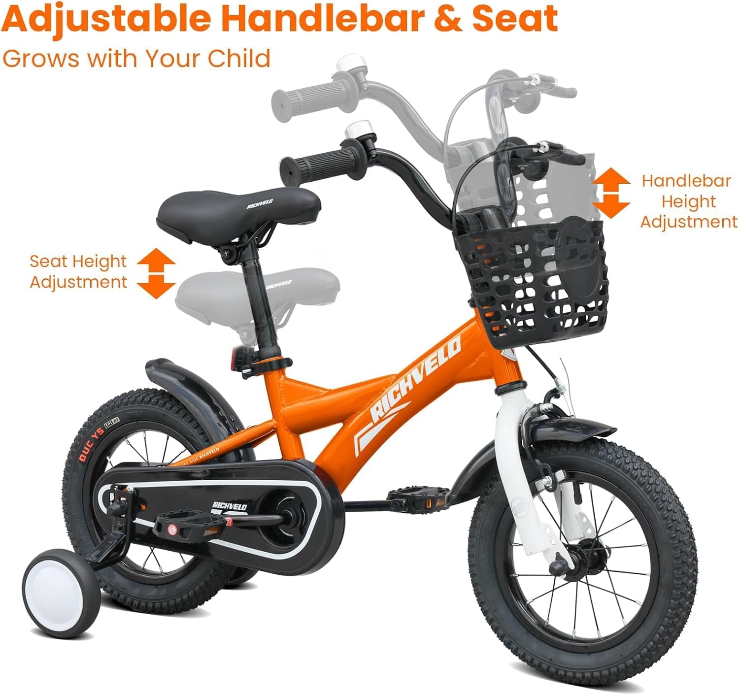 Kids Bike 12 Inch for Boys Girls, BMX Style Kids' Bicycle with Removable Training Wheels and Basket, Coaster Brake Toddlers Children's Bicycle Gift for Boys Girls 2-4 Years Old, Blue