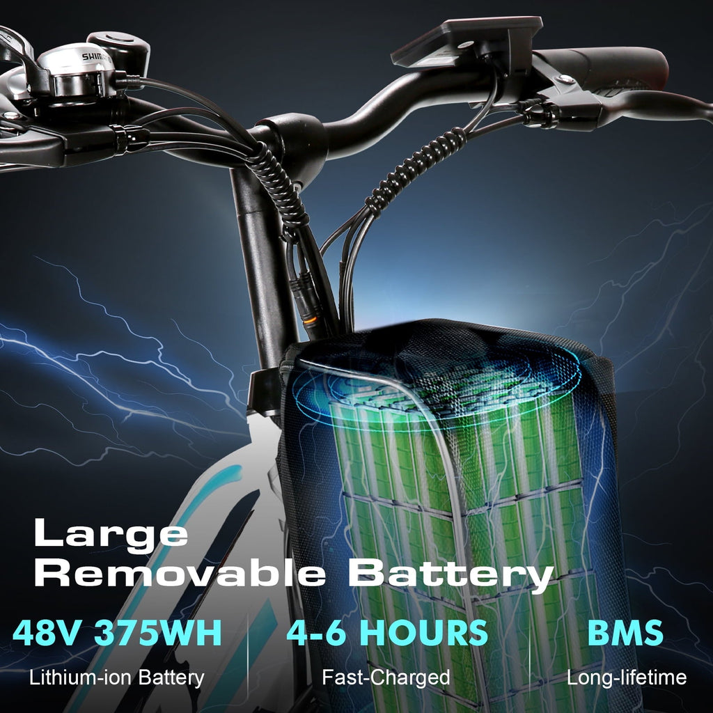 Vivi Electric Bike 26 City Commuter Electric Bike 48V 500W Step-Through Electric Bike 19.8MPH Electric Cruiser Bike Beach Bike with Cruise Control, UL2849 Certified