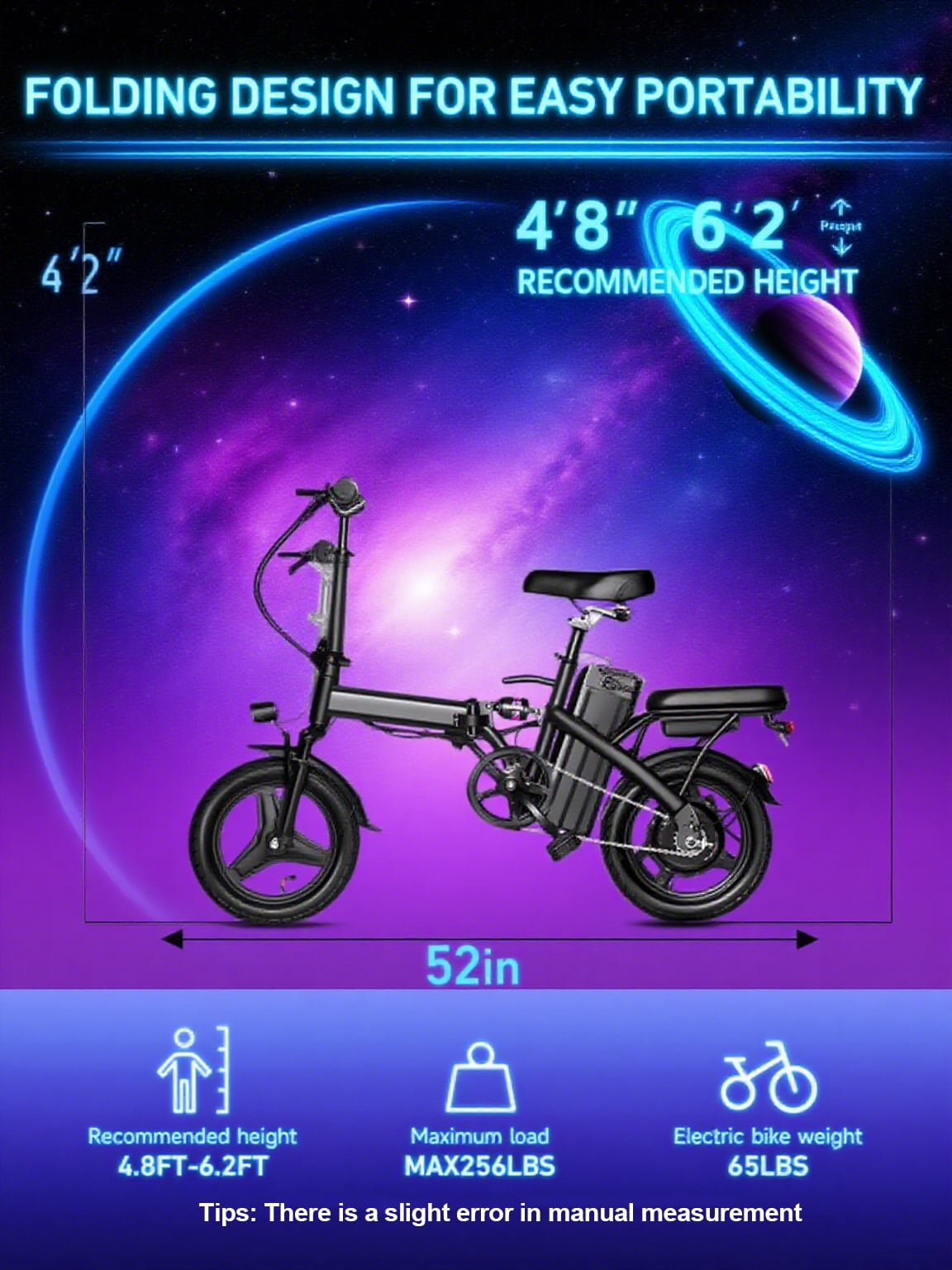 SHCNTEKU 14IN Folding Ebike, Features a high capacity 500W Peak Motor for Adults Teens, Removable Battery 25 Miles 20mph Electric bicycles,UL 2849