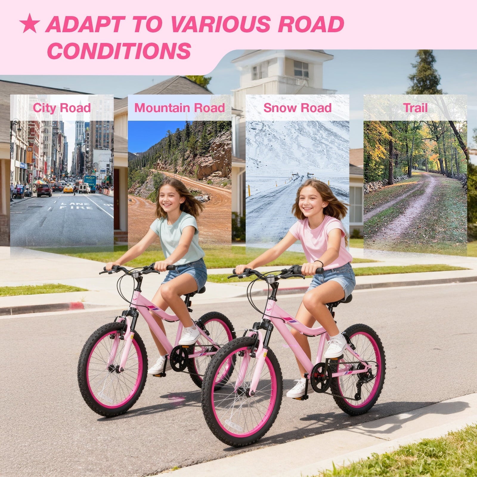 Hykolity 24 inch Kids Mountain Bike,7 Speed Kid Bicycle Age 8-14 Year Old with Front Suspension Fork,Adjustable Seat Height,High-Carbon Steel,Purple