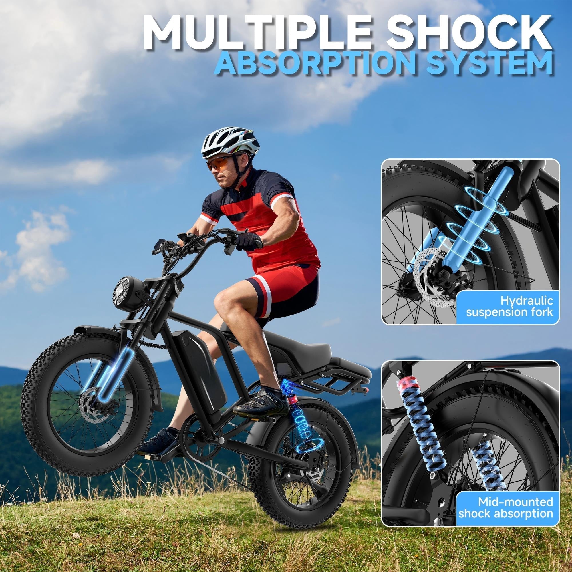 Electric Bike for Adults 20 X 4.0 Fat Tire, 750W Off-Road E Bike, E-Mountain Bike 48V 18AH UL2849