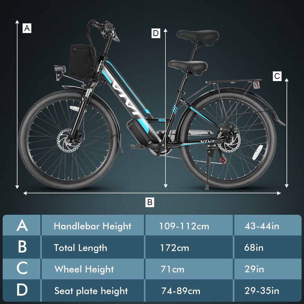 Vivi Electric Bike 26 City Commuter Electric Bike 48V 500W Step-Through Electric Bike 19.8MPH Electric Cruiser Bike Beach Bike with Cruise Control, UL2849 Certified